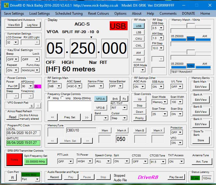 DriveR8 Main Panel for DX-SR8/SR9