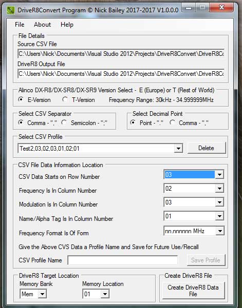 DriveR8Convert Main Panel
